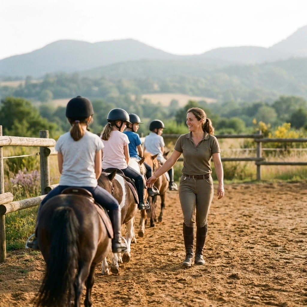 Cours de poney à Saint-Christophe-en-Bourbonnais, Allier