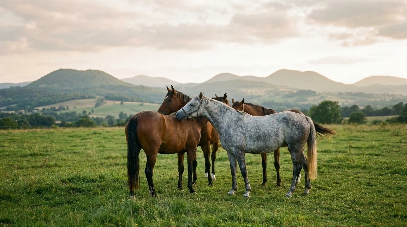 Les chevaux du Ecuries HorSysteme en liberté, Allier